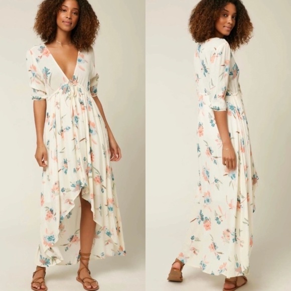 NWT O’Neill Boyce Floral High Low Button Down Maxi Dress - Picture 1 of 9
